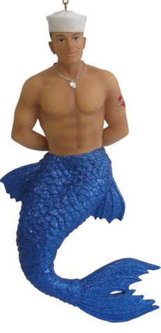 December Diamonds Salty the Shirtless Sailor with Tattoo on his Arm Merman Ornament- Hot Man Out of his Uniform:)