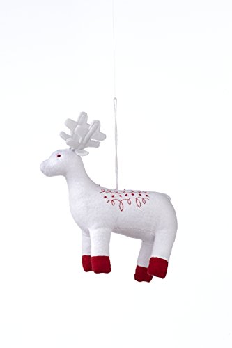 Sage & Co. XAO16191WH 6″ Wool Reindeer Ornament