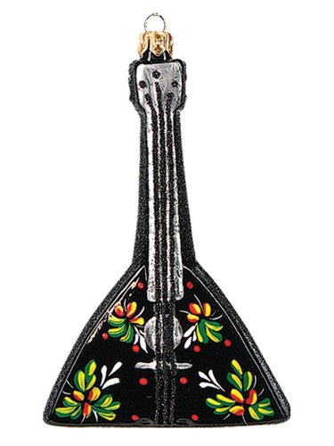 Russian Balalaika Musical Instrument Polish Blown Glass Christmas Ornament