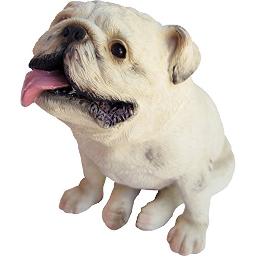 Sandicast Sculpture, Medium, Sitting White Bulldog