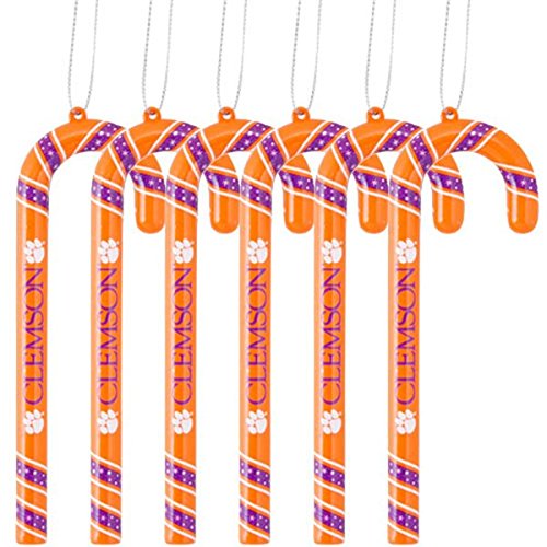 Clemson Tigers Official NCAA 5 inch Candy Cane Christmas Ornament Set by Forever Collectibles