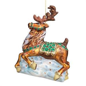 Reed & Barton Blown Glass Ornament Nordic Reindeer Christmas Ornament