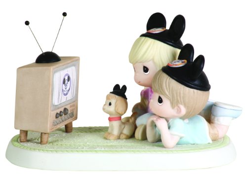 Precious Moments Disney Two Kids Laying Down Watching TV Figurine