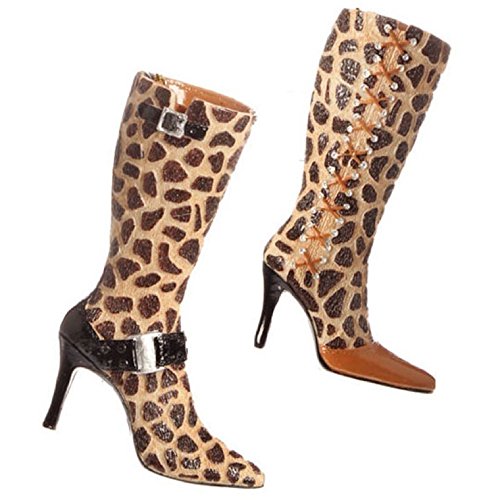 Pair 3.5″ Animal Leopard Print High Heel Boot Christmas Ornament