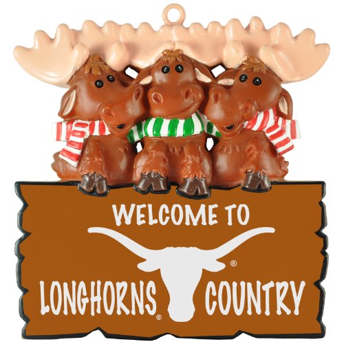 Texas Longhorns “Welcome to Longhorns Country” Hanging Moose Ornament (Appx 3.5″)
