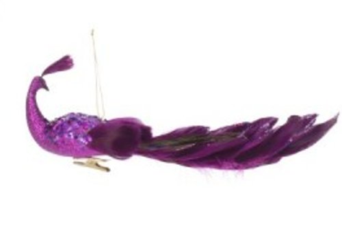 11″ Regal Peacock Sparkling Purple Closed-Tail Bird Clip-On Christmas Ornament