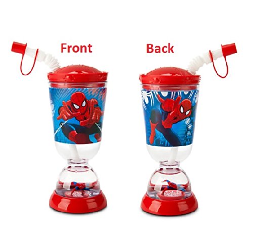 Marvels Amazing Spiderman Snowglobe Tumbler with Straw Fun Floats Sipper Tumbler Drinking Bottle