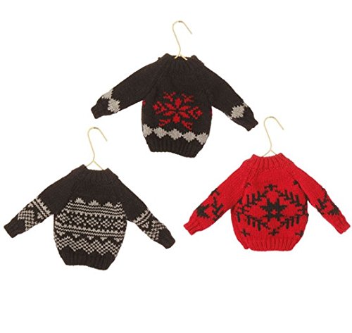 7″ Alpine Chic Super Soft Black and White Snow Ski Knit Sweater Christmas Ornament