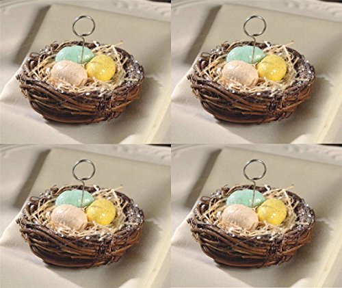 Bethany Lowe 4 Bird Nest Ornaments Place Card Holder Set