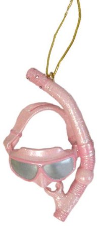 December Diamonds Pink Scuba Mask Ornament- Embellished with Rhinestones & Ready to Hang on a Gold Cord! Retired & will Never be Produced Again!