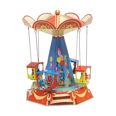 Alexander Taron German Collectible Tin Toy – Old Fashioned Carousel – 9″H x 6″W x 6″D