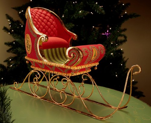 Patience Brewster Krinkles Large Dashaway Santa Claus Sleigh Christmas Decor