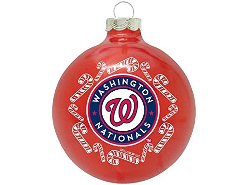 Washington Nationals MLB 2 5/8” Painted Round Candy Cane Christmas Tree Ornament