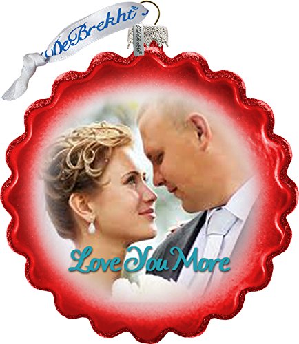 Personalize your photo on Original Handcrafted GLASS Ornament (FLOWER in RED)