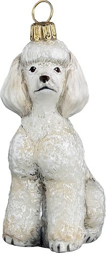 Joy to the World Collectibles European Blown Glass Pet Ornament, Toy Poodle, White