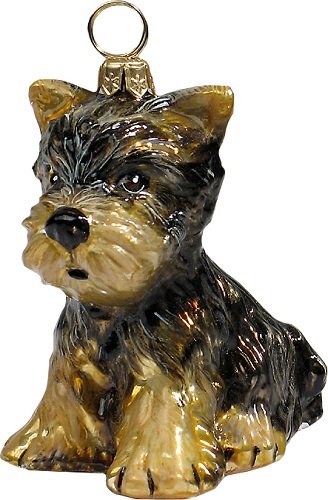 Joy to the World Collectibles European Blown Glass Pet Ornament, Yorkshire Terrier Puppy