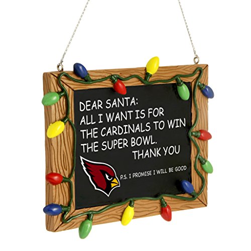 Arizona Cardinals Official NFL 3 inch x 4 inch Chalkboard Sign Christmas Ornament