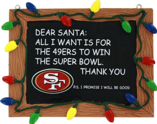 San Francisco 49ers Official NFL 3 inch x 4 inch Chalkboard Sign Christmas Ornament