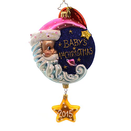 Christopher Radko Sleepytime Santa Pink 2015 Dated Baby’s First Christmas Ornament
