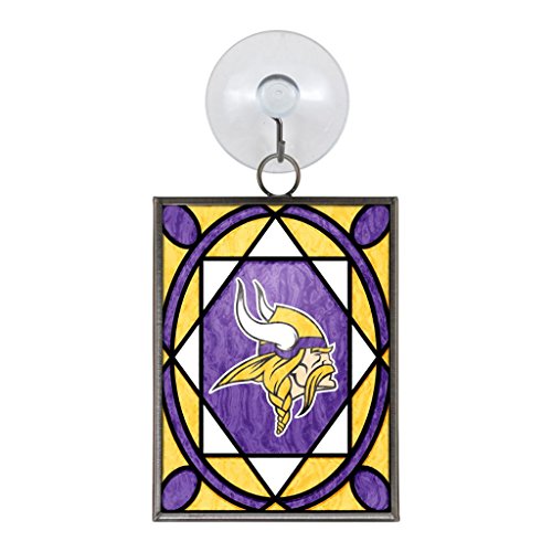 Minnesota Vikings Official NFL 2 inch x 3 inch Stained Glass Christmas Ornament by Topperscot