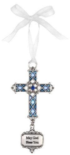 Ganz May God Bless You Stained Glass Cross Ornament Size: 3 1/2 inches