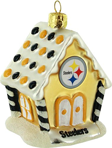 Pittsburgh Steelers NFL Football Glass Gingerbread House Holiday Christmas Ornament