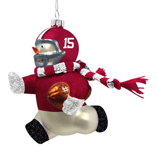 University of Alabama Glass Snowman Player Christmas Ornament