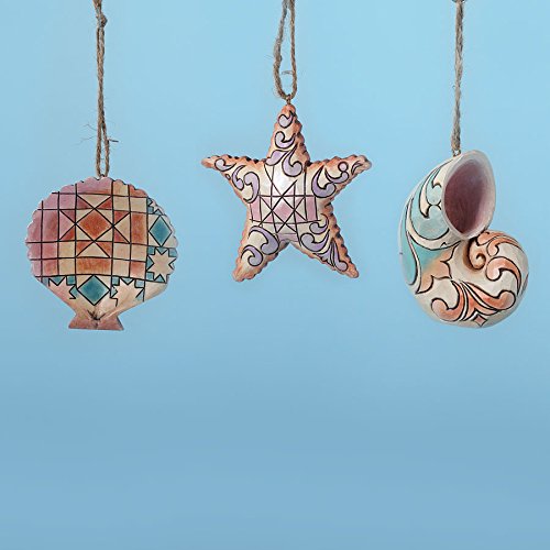 Enesco Jim Shore Heartwood Creek Mini Seashell Ornaments, 3-1/2-Inch, Set of 3