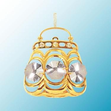 24k Gold Purse Ornament – Clear Swarovski Crystal