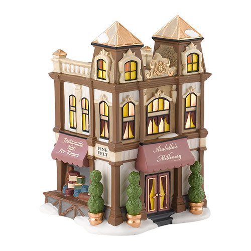 Department 56 Dickens Village Arabella’s Millinery Lit House, 6.69-Inch