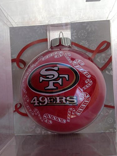 San Francisco 49er’s 2 5/8” Painted Round Candy Cane Christmas Tree Ornament