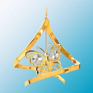 24K Gold Plated Butterfly Propelling Spiral – Swarovski Crystal