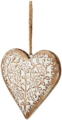 Sage & Co. EAO15337 6″ Carved Wood Heart Ornament