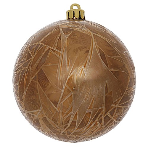 4″ Mocha Crackle Ball Ornament UV Drilled 6/Bag