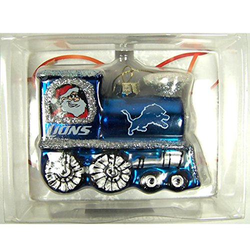 Detroit Lions Official NFL 3 inch x 2.5 inch Blown Glass Train Christmas Ornament by Topperscot