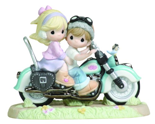 Precious Moments Couple On Motorcycle Figurine “Our Love Goes The Distance”