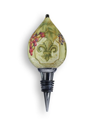Ne’Qwa Art Fleur De Lis Vines – New for 2012 – Glass Ornament Hand-Painted Reverse Painting Distinctive 146-NEQ