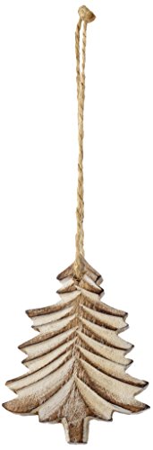 Sage & Co. XAO16564WH 4″ Carved Wood Tree Ornament