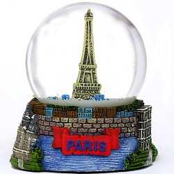 Paris Snow Globe, Eiffel Tower Snow Globe Souvenir 65mm, 3.5 Inches