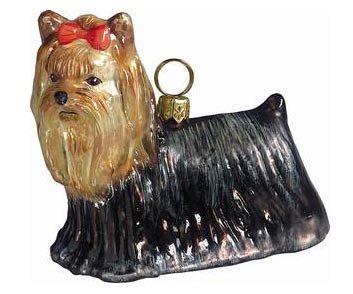 Joy to the World Collectibles European Blown Glass Pet Ornament, Yorkshire Terrier