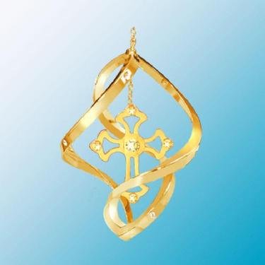 24K Gold Plated Cross Mini Classic Spiral – Swarovski Crystal