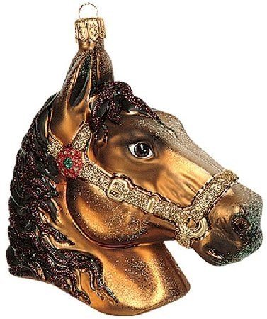 Equestrian Horse Head Polish Glass Christmas Ornament