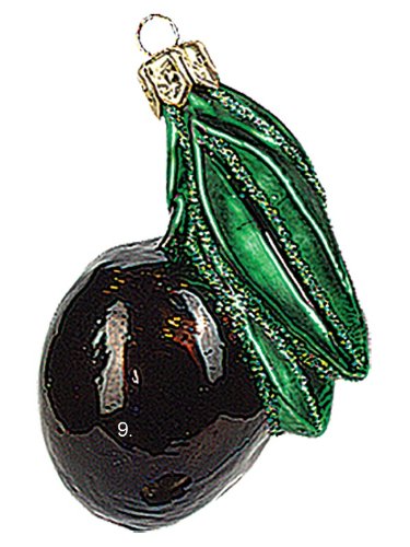 Black Olive Polish Mouth Blown Glass Christmas Ornament