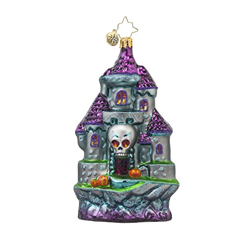 RADKO SPOOKY ENTRANCE Skull Haunted Castle Glass Ornament Halloween