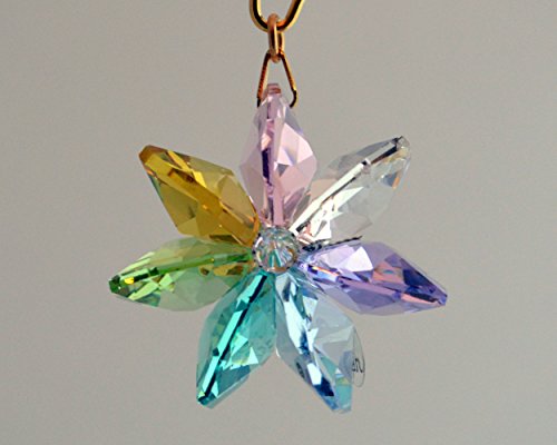 Light Rainbow Daisy Ornament with Swarovski Crystal