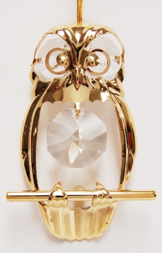 Owl Hanging Sun Catcher or Ornament….. With Clear Swarovski Austrian Crystals