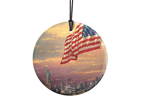 Thomas Kinkade Light of Freedom with Statue of Liberty StarFire Hanging Glass Print
