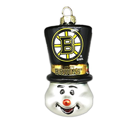 Boston Bruins Blown Glass Snowman Top Hat Christmas Tree Ornament