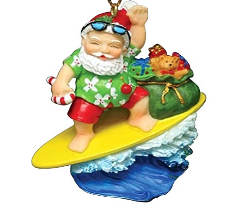 Santa Riding a Surfboard Christmas Ornament