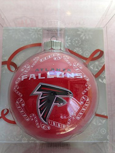 Atlanta Falcons 2 5/8” Painted Round Candy Cane Christmas Tree Ornament